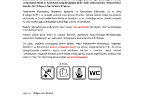 Komunikat Nr 17 warunkowa przydatnosc wody Sanniki